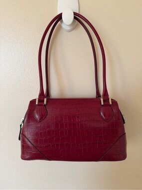 JACOBSON’S Vintage Red Vegan Leather Croc Embossed Handbag